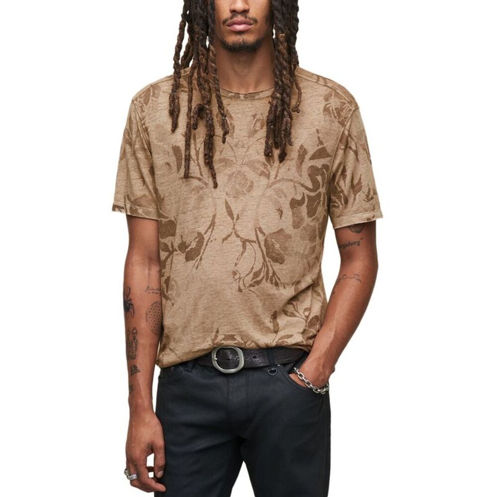 John Varvatos Tan Floral Short Sleeve Tee